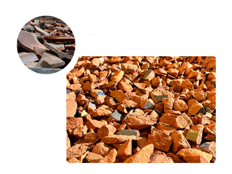 廃瓦をリサイクルして瓦チップ（テコラ）に再生
